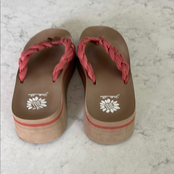 Yellow Box Brown and Red Sandals with Braided Design - Picture 3 of 5